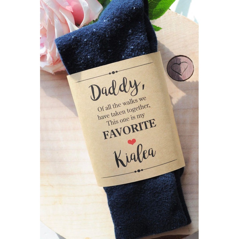 Wedding Sock Label for Dad, Father of the Bride Gift, Wedding Gift for Dad, Gift from Bride, Daddy Wedding Sock Wrap, **PRINTED & SHIPPED**