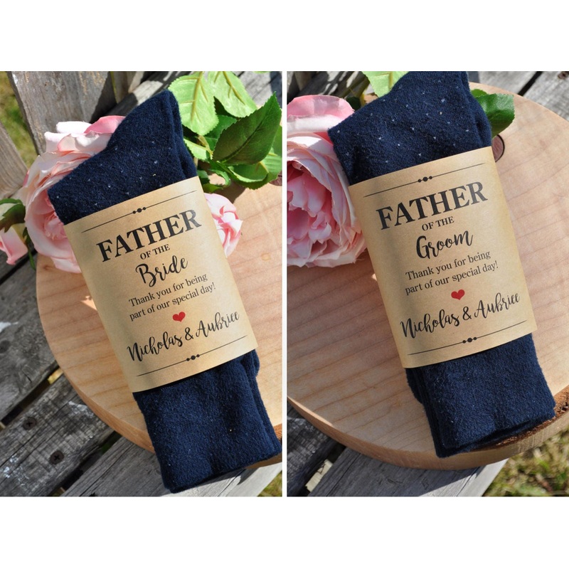 Wedding Sock Label for Father of the Bride and Groom, Wedding Gift for Dad, Wedding Sock Wrapper, **PRINTED & SHIPPED** - Set of 2 Wraps