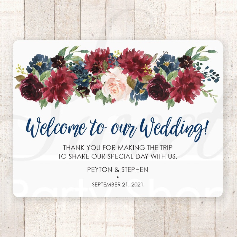 Wedding Welcome Bag Box Stickers, Wedding Out Of Town Guest Thank You Stickers, Bridal Shower Sticker Burgundy Navy Floral - Set of 12