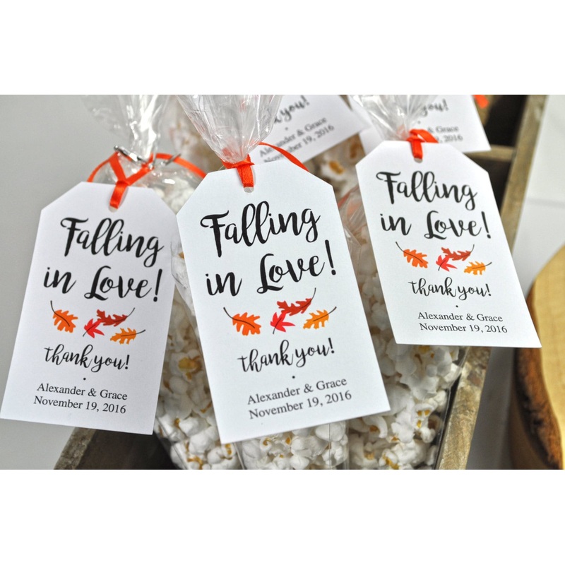 Bridal Shower Favor Tags, Wedding Favors, Falling In Love Favor Tags, Thank You Tags, Party Favors, Personalized Favors - Set of 12