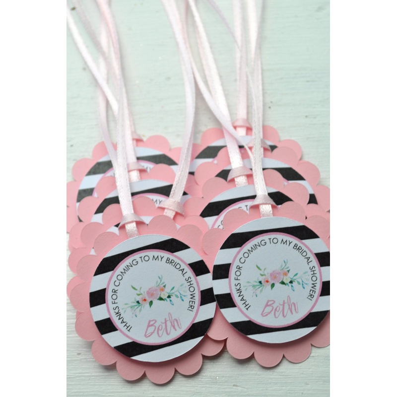Bridal Shower Favor Tags, Wedding Thank You Tags, Bridal Shower Favors, Personalized Favor Tags, Bachelorette Favors, Floral - Set of 12