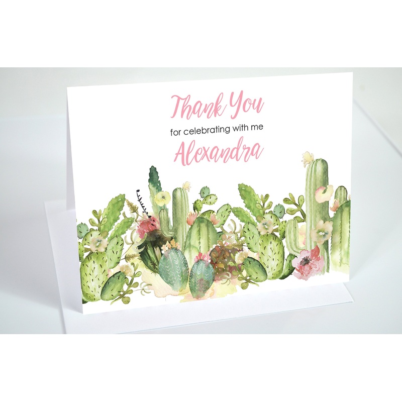 Bridal Shower Thank You Cards Cactus Succulents Thank You Notes, Wedding Thank You Cards - Printed and Shipped - Set of 10