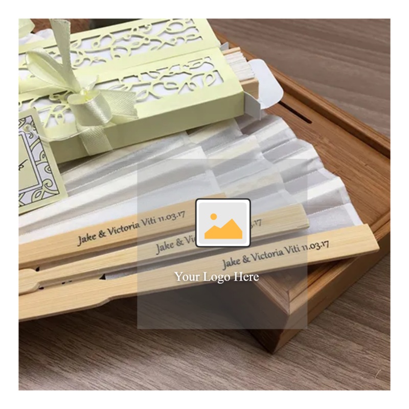 Custom Silk Folding Fan - Personalized Wedding Gift with Bride and Groom's Names and Date