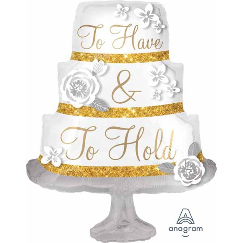Eternal Elegance To Have and To Hold Wedding Cake 28" Balloon (5/Pk)