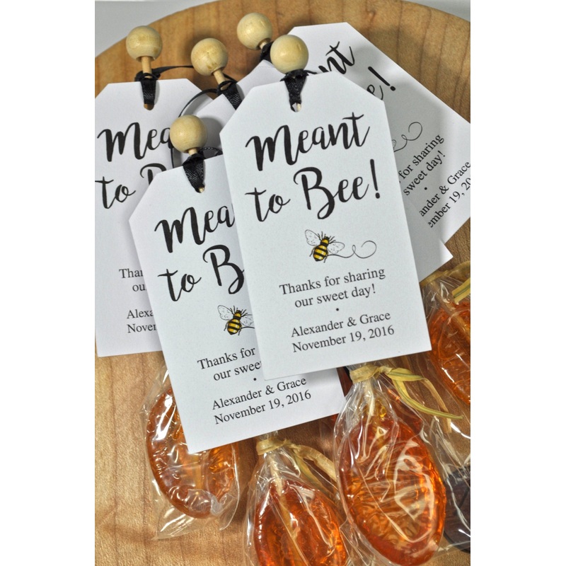 Meant To Bee Wedding Favor Tags, Bridal Shower Favor Tags, Thank You Tags, Bumble Bee Party Favors, Personalized Wedding - Set of 12 Tags