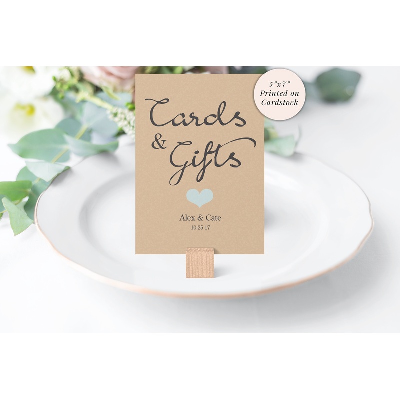 Rustic Wedding Cards & Gifts Sign, Gift Table Sign, Bridal Shower Sign, Rustic Wedding Sign, 5x7 Rustic Kraft Sign Printed and Shipped