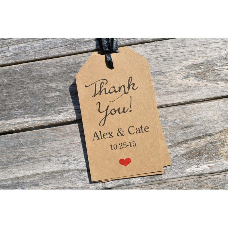 Rustic Wedding Thank You Tags, Bridal Shower Favor Tags, Kraft Favor Tag, Baby Shower Favor Tags, Thank You Favor Tags - Set of 12