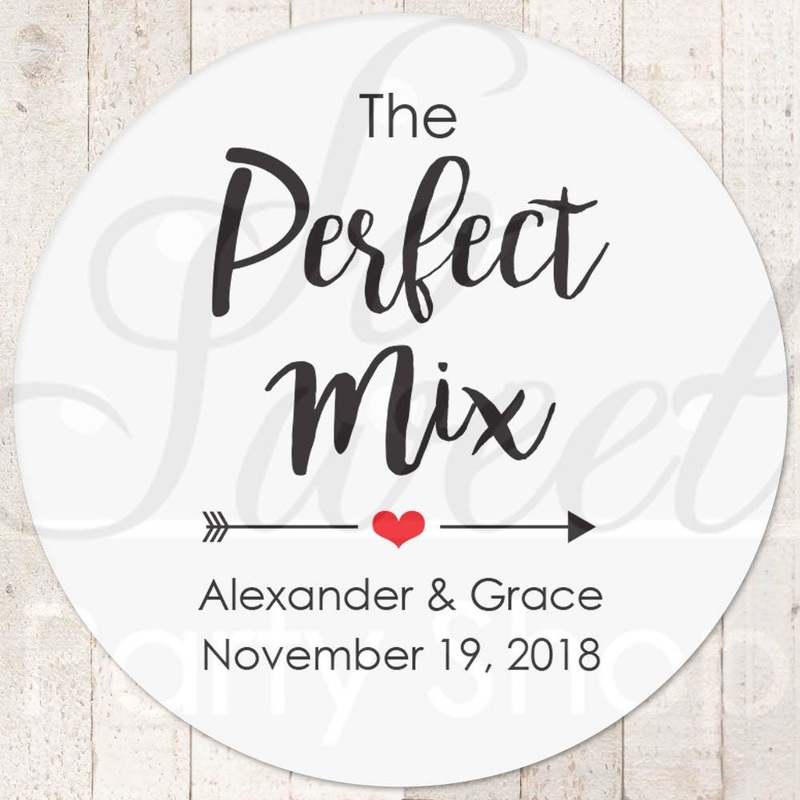 The Perfect Mix Sticker, Wedding Favor Stickers, Treat Bag Sticker, Sweet and Salty, Favorite Stickers, Snack Stickers - Set of 24