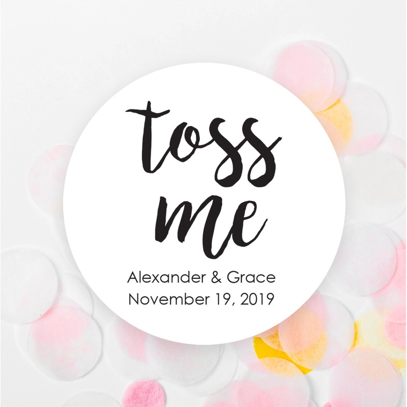 Wedding Confetti Stickers Toss Me, Throw Me Confetti Package Label, Personalized Wedding Flower Petal Rice Bag Sticker Favors - Set of 24