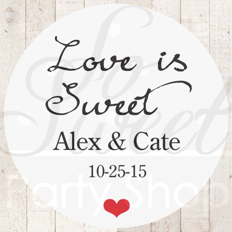 Wedding Favor Sticker Labels, Wedding Favors, Bridal Shower Favors, Bachelorette Party Sticker, Thank You Stickers Love Is Sweet - Set of 24