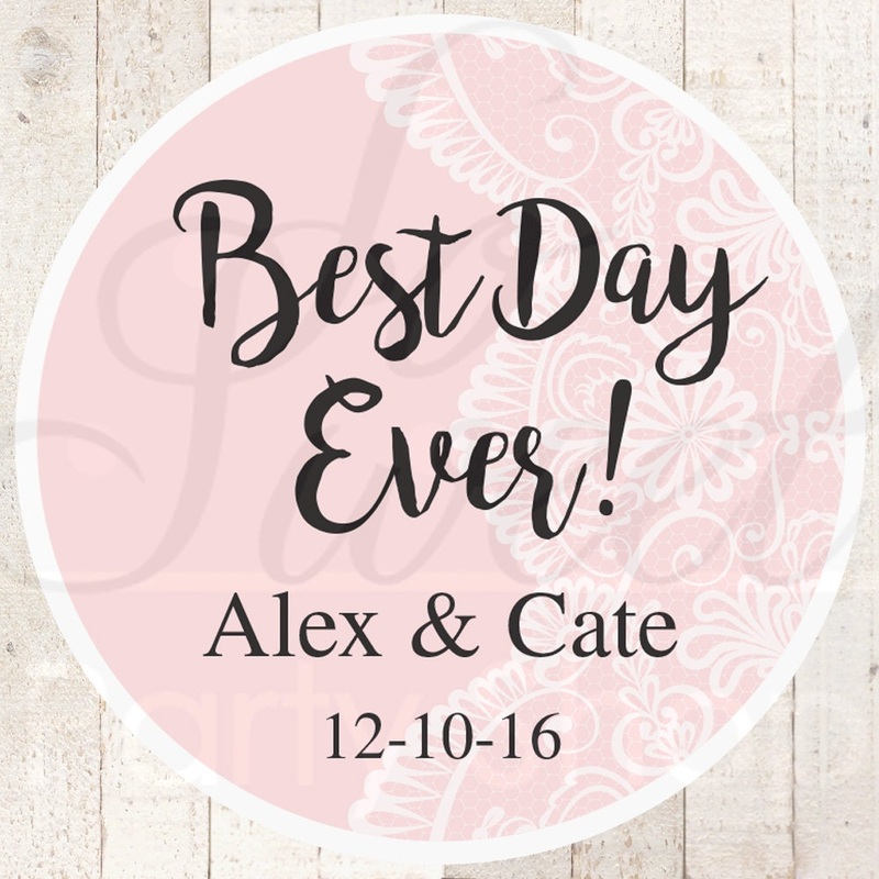 Wedding Favor Stickers, Bridal Shower Favor Labels, Personalized Stickers, Bachelorette Party Favors, Best Day Ever - Light Pink - Set of 24