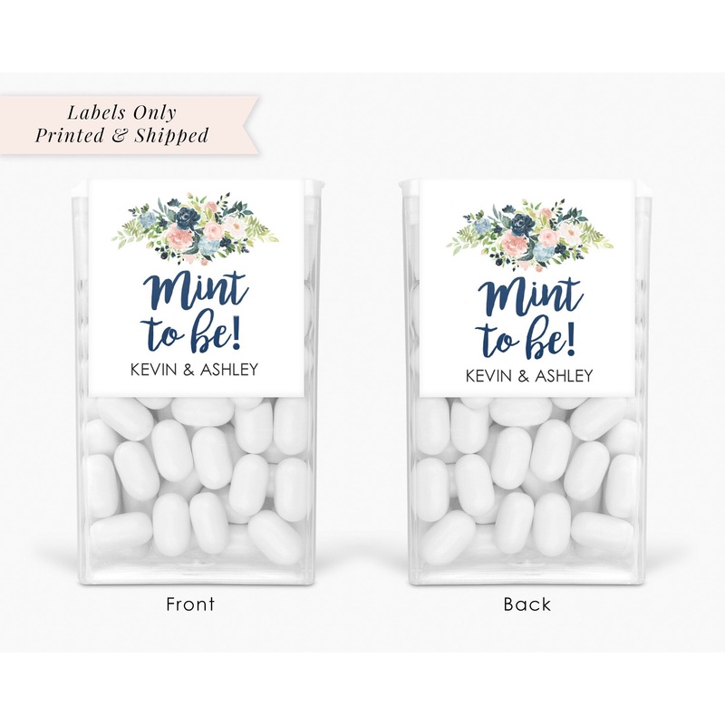 Wedding Favors Tic Tac Labels Mint To Be Navy Blue Floral Wedding Favors, Bridal Shower Favor Engagement Party Favor - Set of 24 Labels