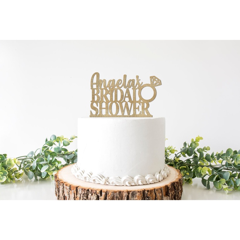 Custom Bridal Shower Cake Topper, Personalized Bridal Shower Decor, Wedding Shower Decorations Sign, Bride's Name Cake Topper, Pick Gold