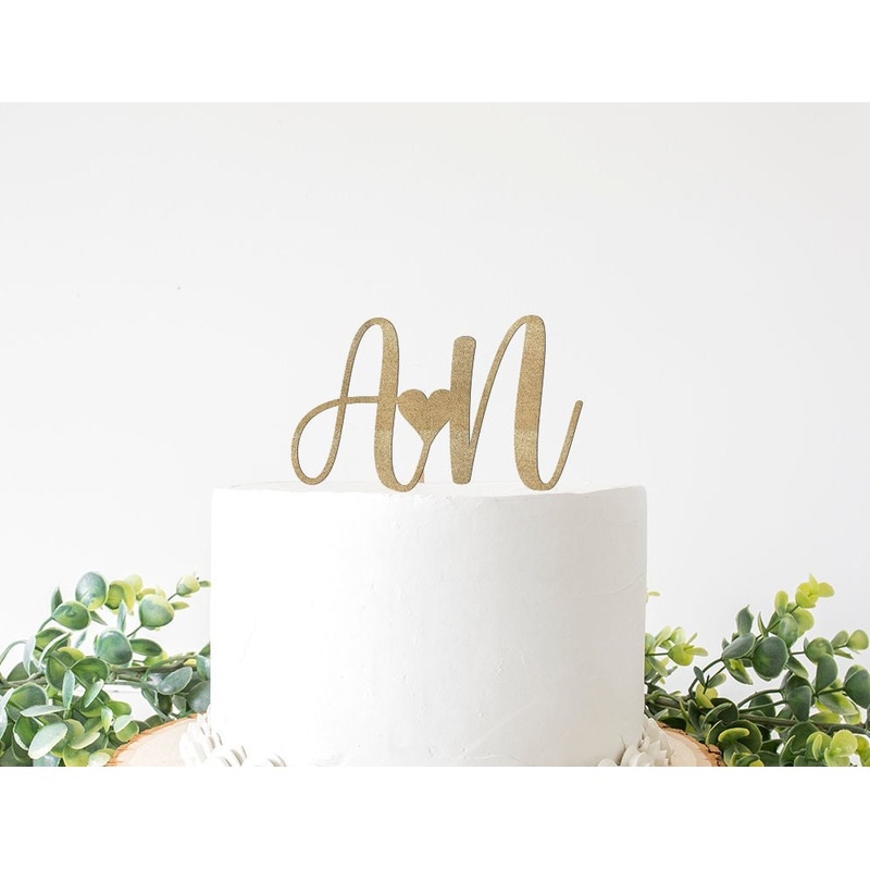 Custom Wedding Cake Topper, Bride and Groom Initials Decor Engagement Party, Wedding Shower, Names, Decorations Personalized Customized