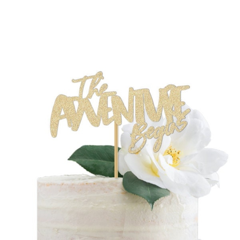 Going Away Party Supplies | The Adventure Begins Wedding Cake Topper