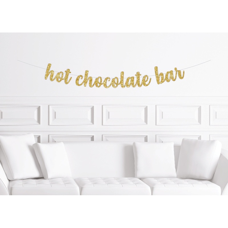 Hot Chocolate  Bar Cursive Banner / Winter Wedding Sign, Hot Cocoa Station Decoration Christmas Party Decor