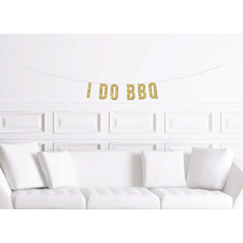 I Do BBQ Banner / Gold Glitter Wedding Bridal Shower Sign / Bachelorette Stagette Engagement Party Hen Do Decor Decoration Barbeque B-B-Q