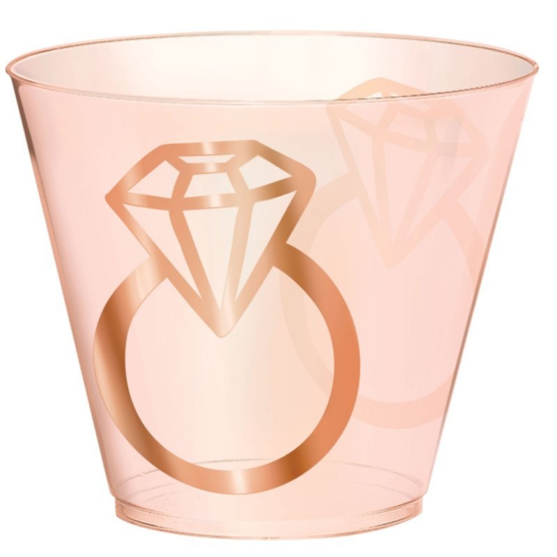 PARTY CUPS Blush Wedding Plastic Tumblers Diamond Hot Stamped (9oz)
