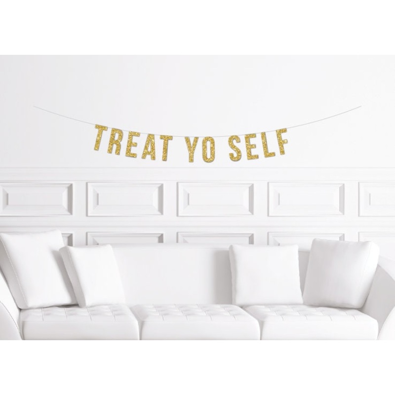 Treat Yo Self Banner / Gold Glitter Dessert Table Sign / Bridal Shower Banner/ Wedding Candy Bar Banner /  Sweets Table
