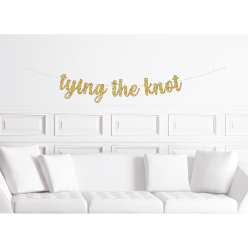 Tying the Knot Bridal Shower Banner | Nautical Bachelorette Party Decorations | Wedding Decor Gold Glitter