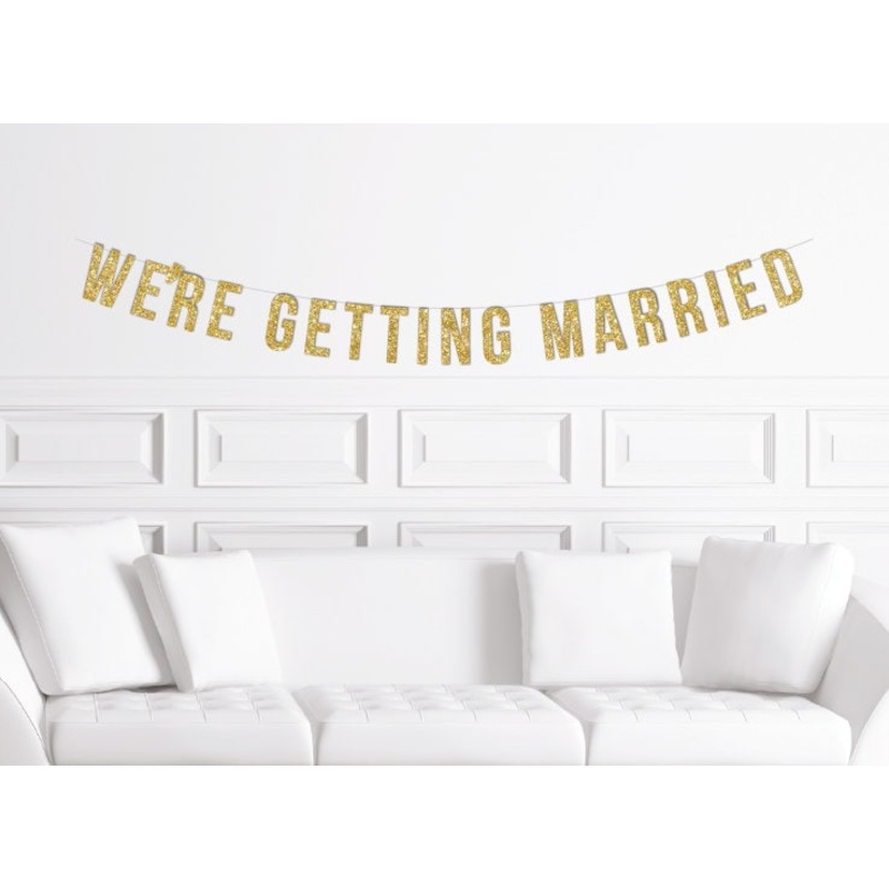 We're Getting Married Wedding Announcement Banner / Fun Funny Engagement Party Sign Photo Prop Decoration Photo Shoot Jack and Jill Shower
