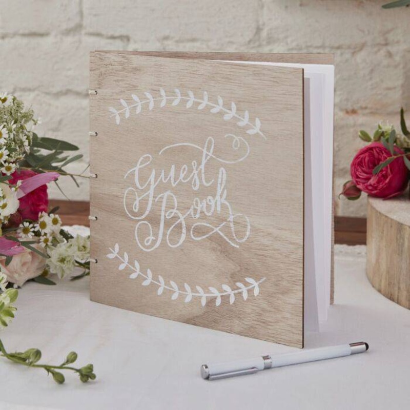 Wedding Guest Book Wooden Boho