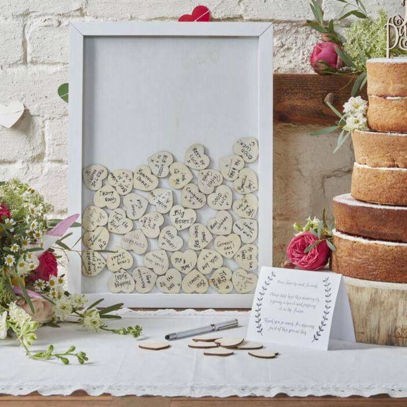 Wedding Guest Book Wooden Heart Frame