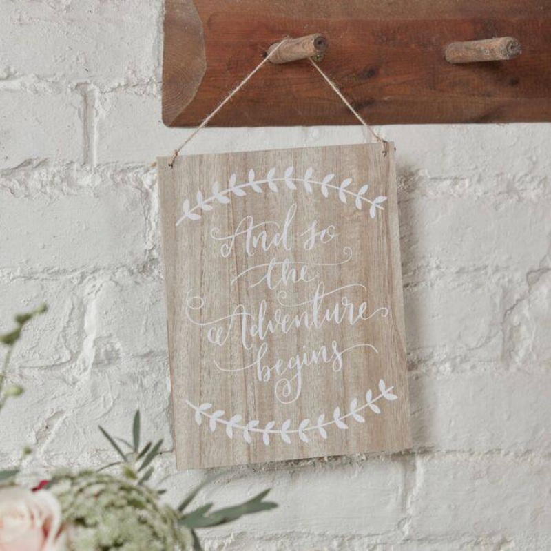 Wedding Sign - And So The Adventure Begins