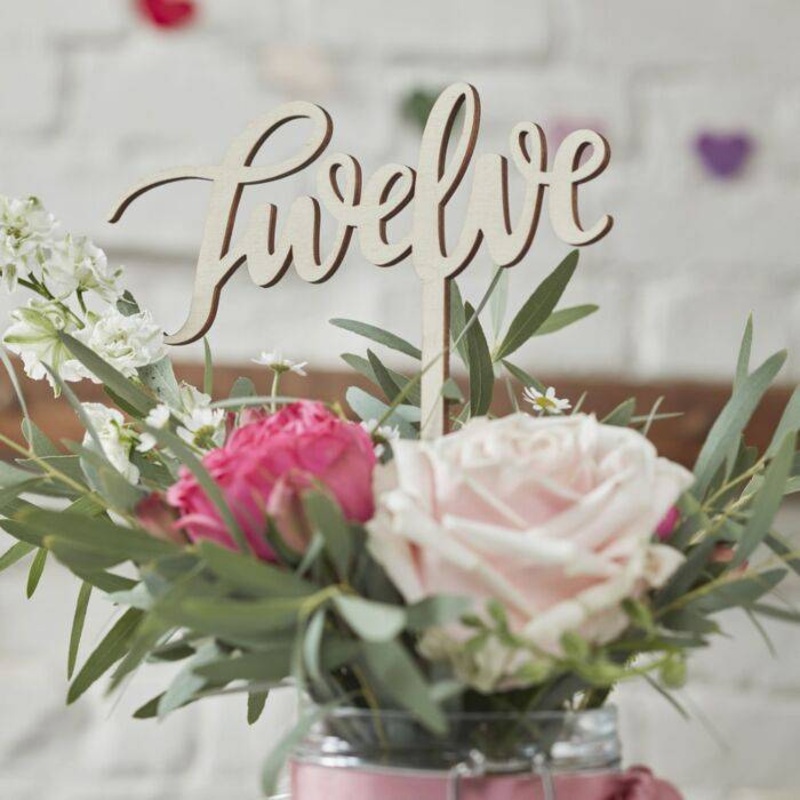 Wedding Table Numbers Wooden  1-12