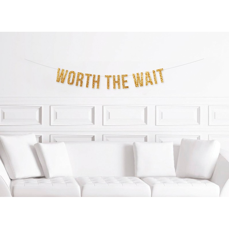Worth The Wait Wedding Banner, Postponed Wedding Decorations, Bridal Shower Decor