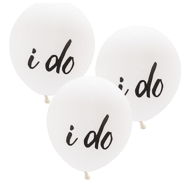17" Large White Round Wedding Balloons - "I Do"