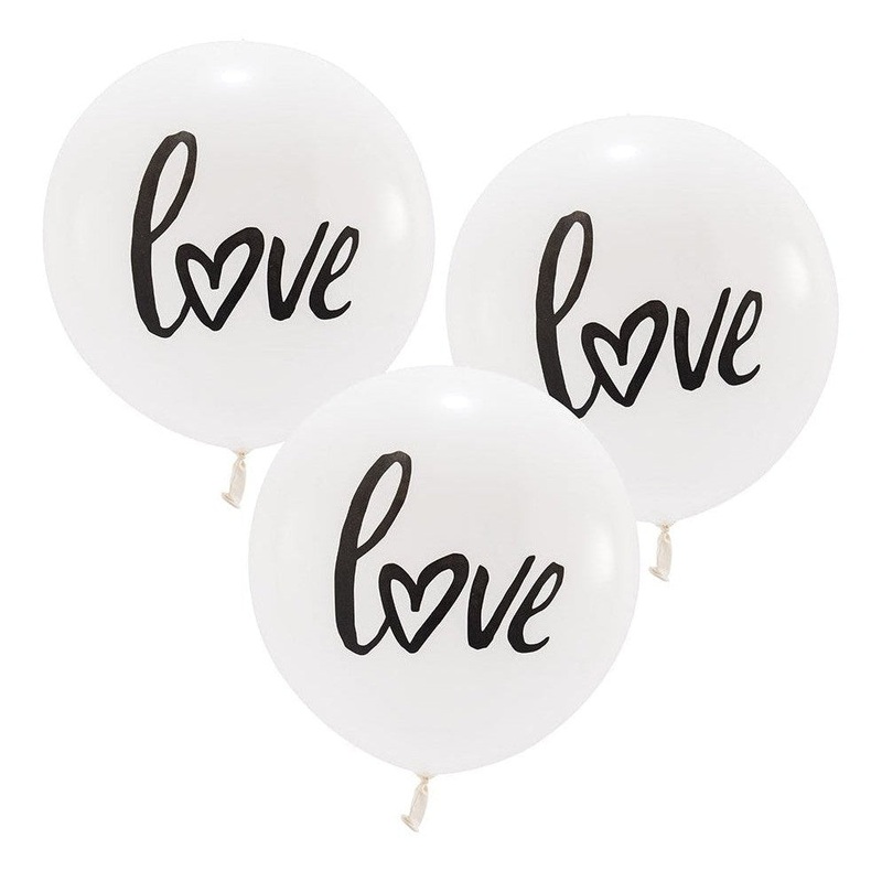 17" Large White Round Wedding Balloons - "Love"