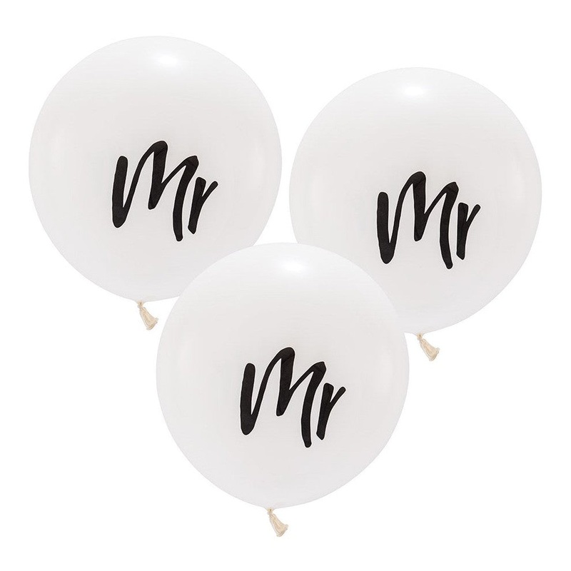 17" Large White Round Wedding Balloons - "Mr"
