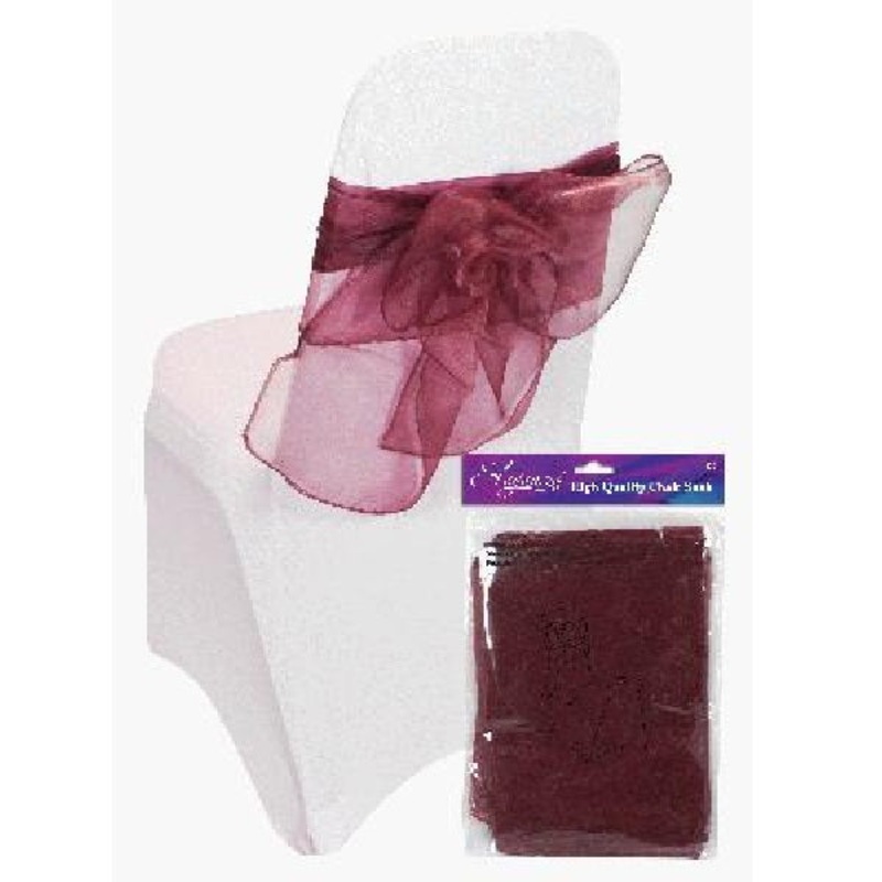 Burgundy Eleganza Sheer Wedding Function Chair Sash