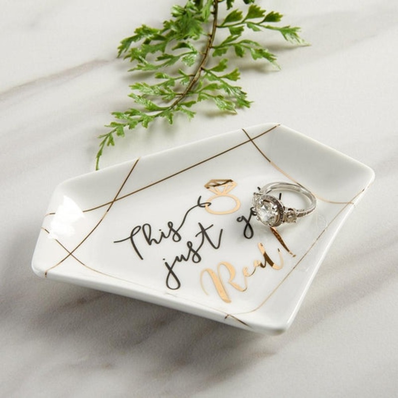 Ceramic Trinket Dish with Gold Foil