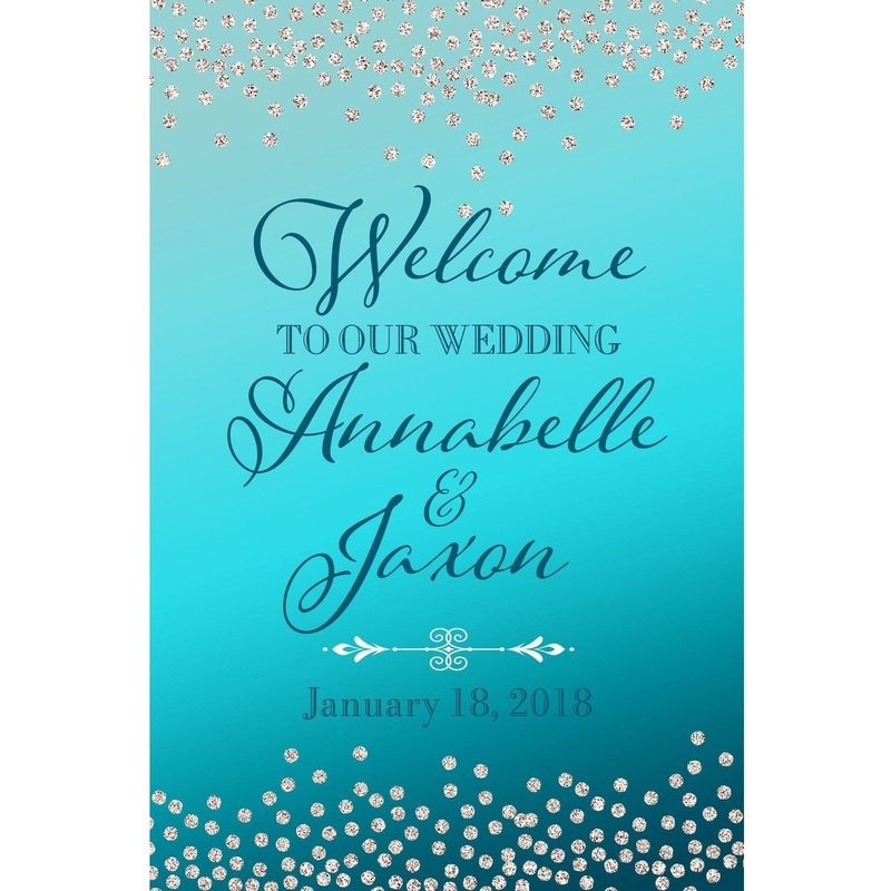 Customizable Yard Sign / Lawn Sign Welcome Wedding Diamonds On Aqua
