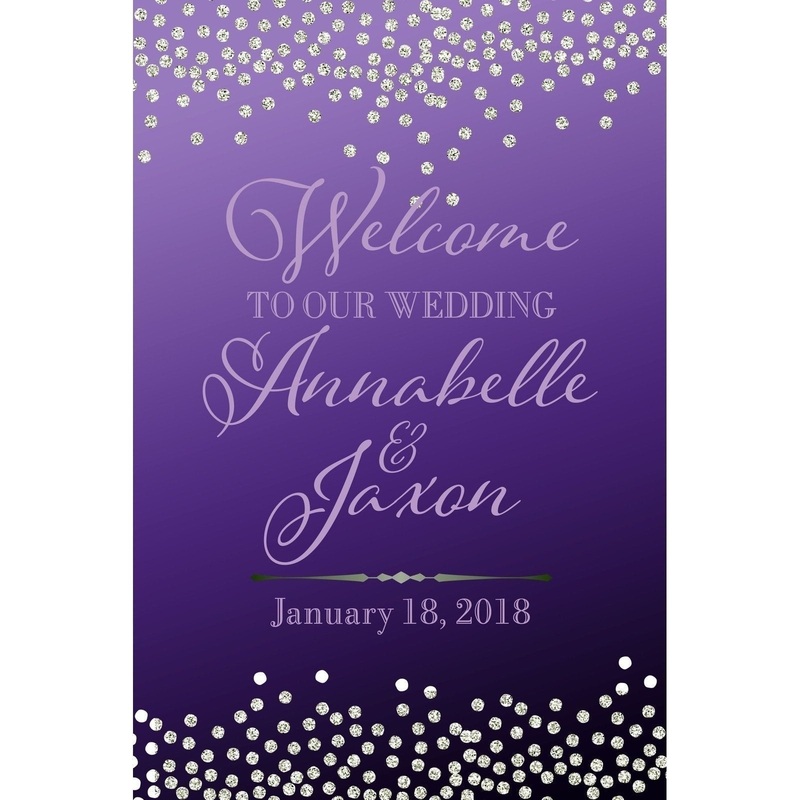 Customizable Yard Sign / Lawn Sign Welcome Wedding Diamonds On Purple
