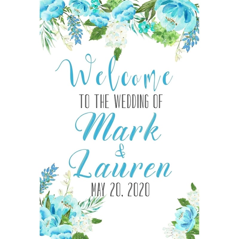 Customizable Yard Sign / Lawn Sign Welcome Wedding Floral Blue