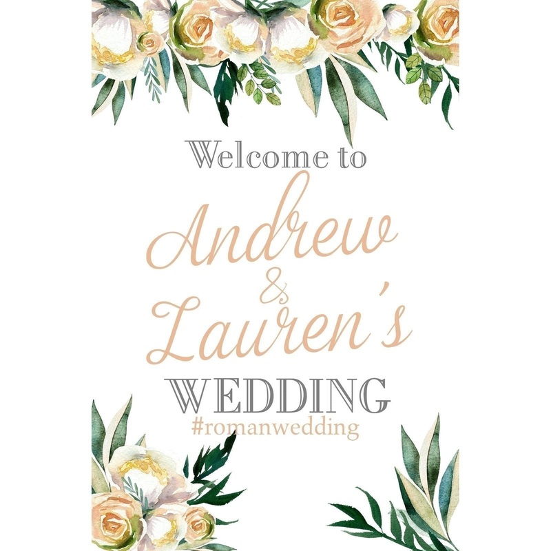 Customizable Yard Sign / Lawn Sign Welcome Wedding Floral Greenery