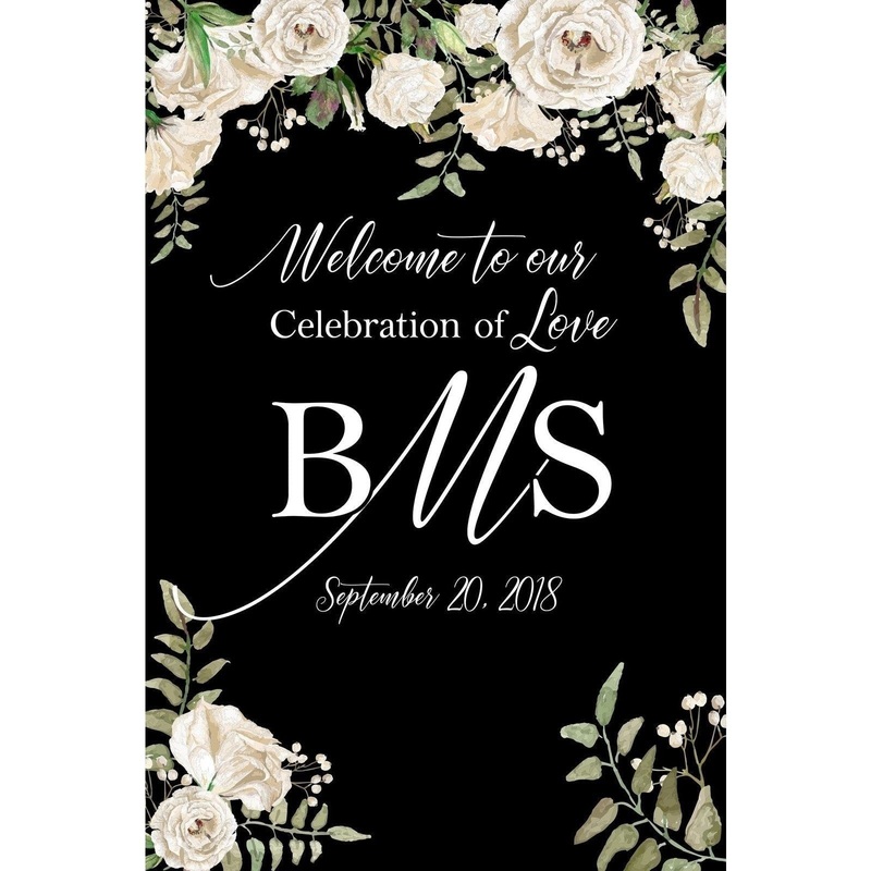 Customizable Yard Sign / Lawn Sign Welcome Wedding Floral Ivory Monogram