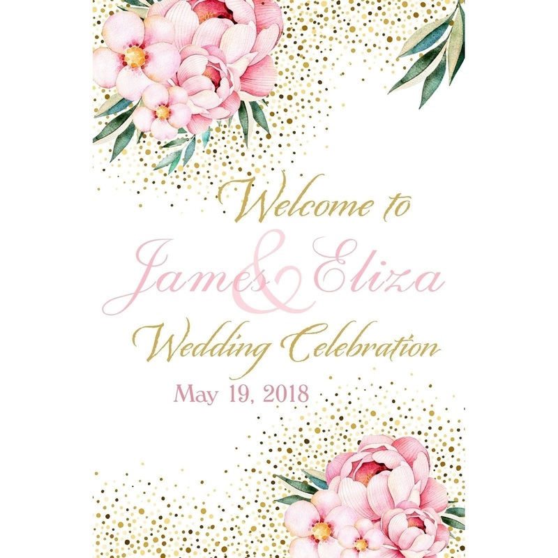 Customizable Yard Sign / Lawn Sign Welcome Wedding Floral Pink
