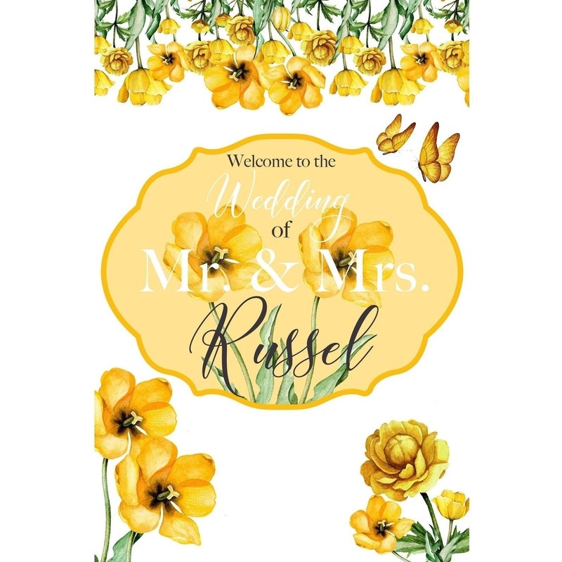 Customizable Yard Sign / Lawn Sign Welcome Wedding Floral Yellow
