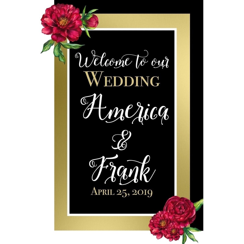 Customizable Yard Sign / Lawn Sign Welcome Wedding Gold/black Board