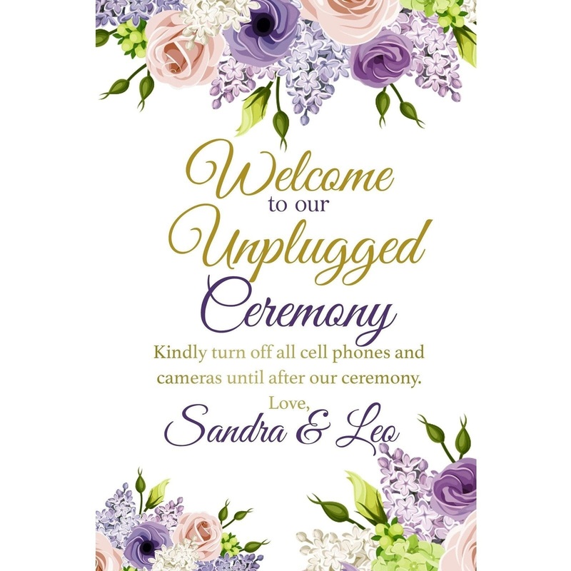 Customizable Yard Sign / Lawn Sign Welcome Wedding Unplugged Floral