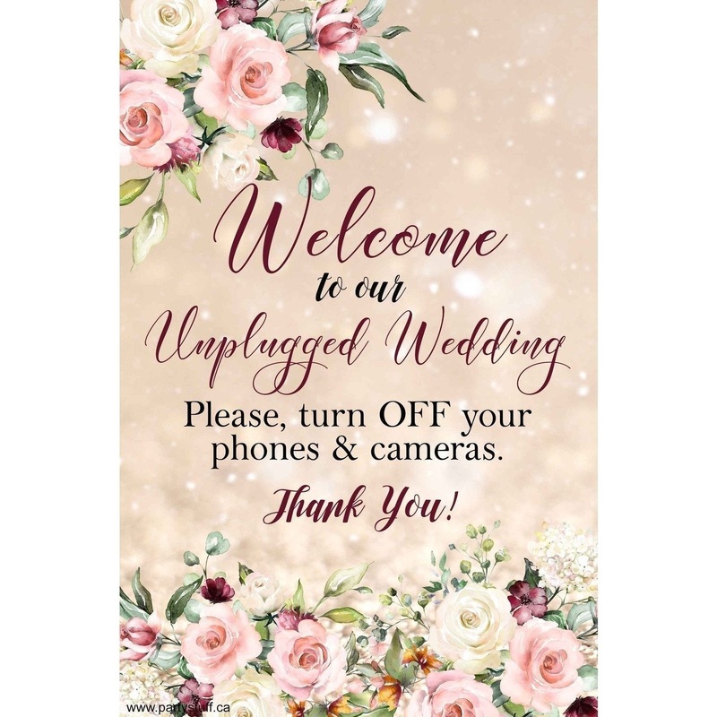 Customizable Yard Sign / Lawn Sign Welcome Wedding Unplugged Floral Kraft