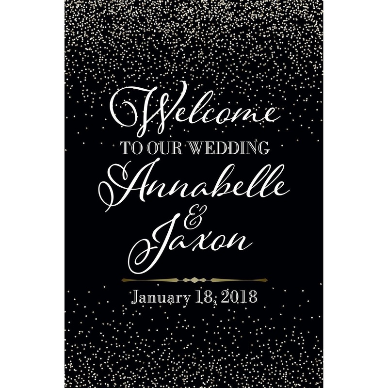 Customizable Yard Sign / Lawn Sign Welcome Wedding White Confetti On Blue