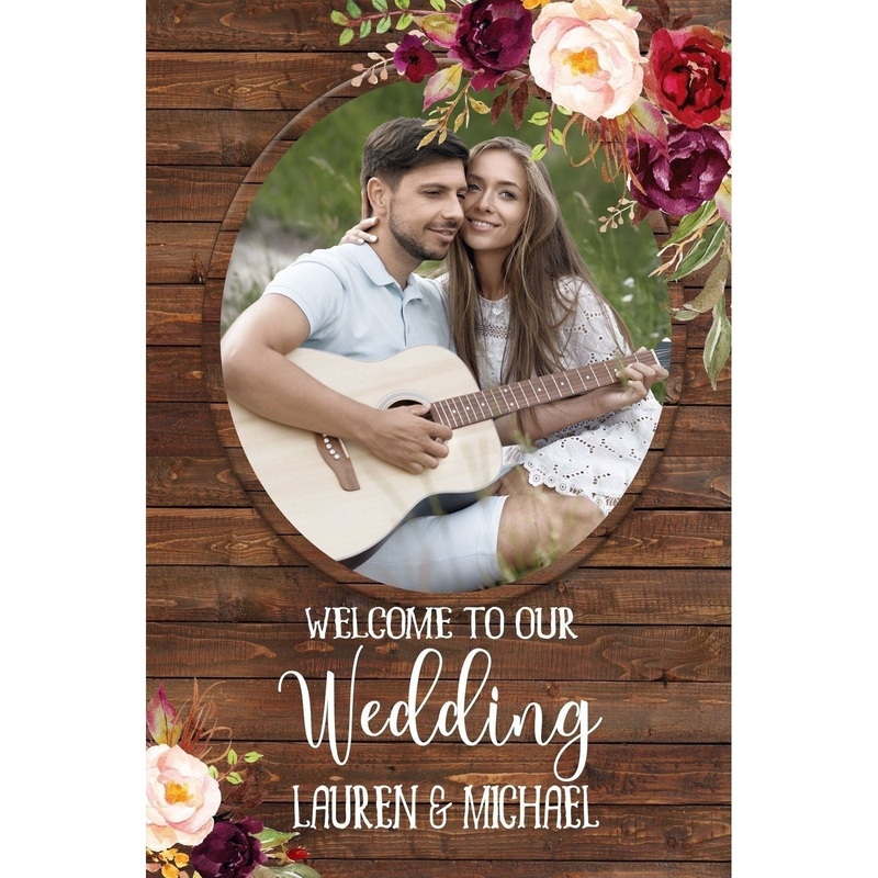 Customizable Yard Sign / Lawn Sign Welcome Wedding Wood with Photo