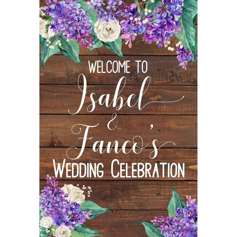 Customizable Yard Sign / Lawn Sign Welcome Wedding Wooden Floral Lilac