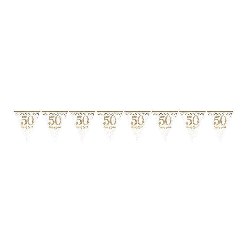 Gold 50th Wedding Anniversary Bunting Flags