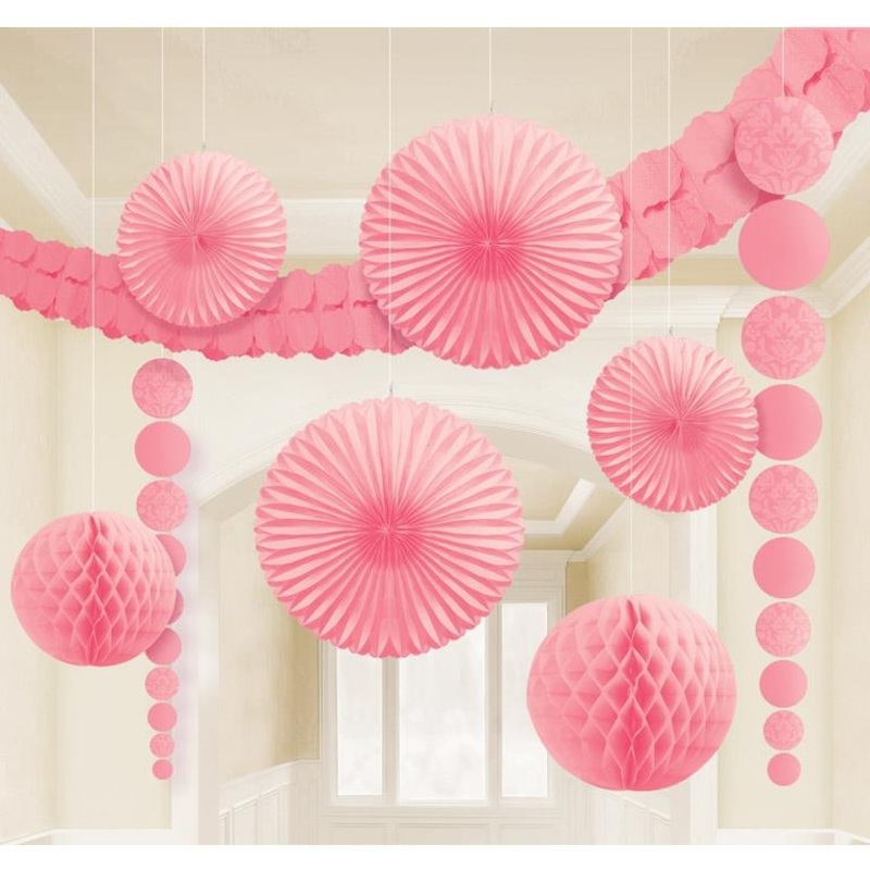 Pink Wedding Party Decoration Kit | Garland | Tissue Fans